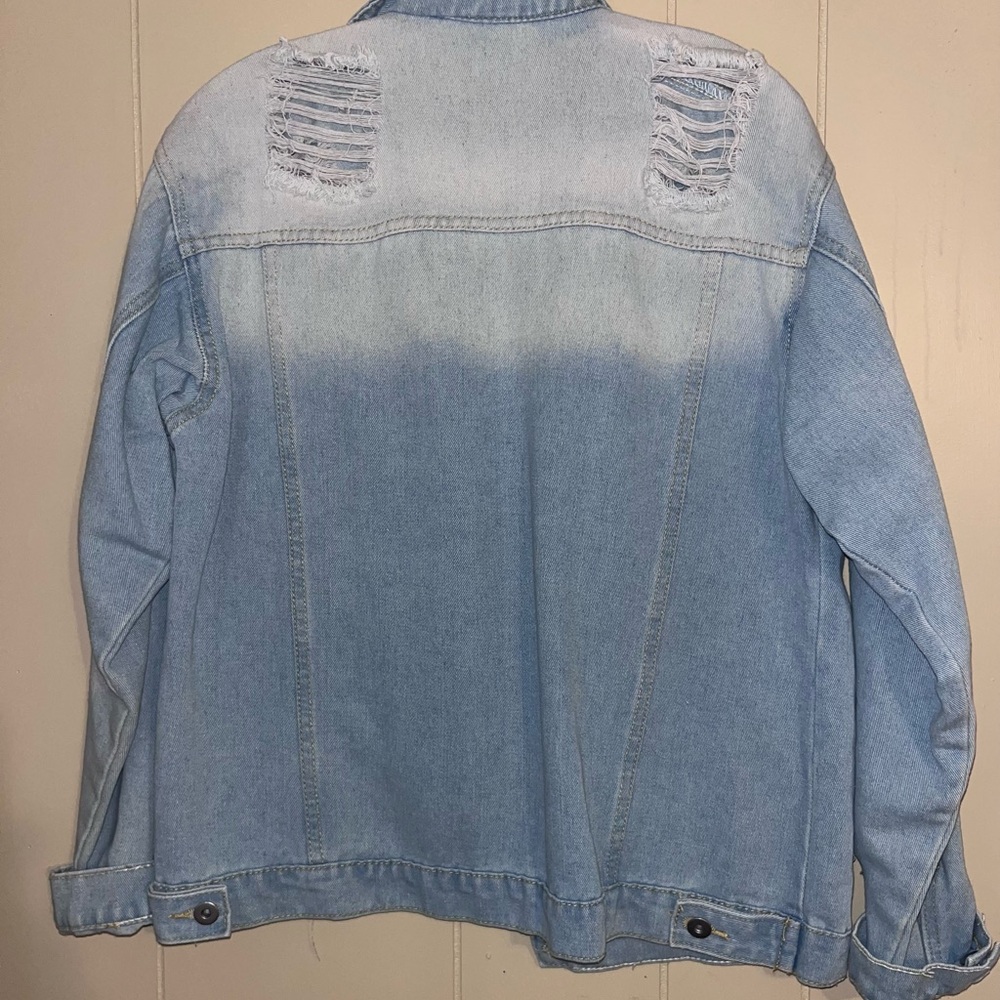 Ina Light Blue Distressed Jean Jacket - Picture 8 of 10